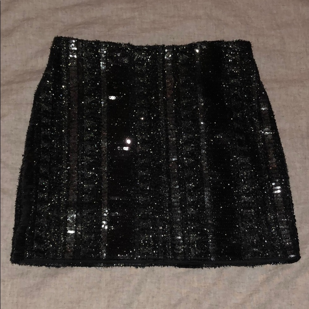 Black Sequin Express Mini Skirt